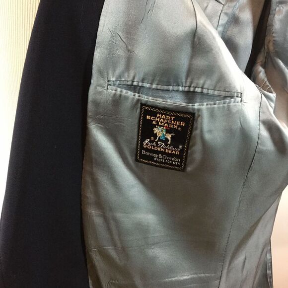 Hart Schaffner‎ Marx Blazer Jacket Jack Nicklaus Blue Navy Sport 42 Gold Buttons - Picture 10 of 11